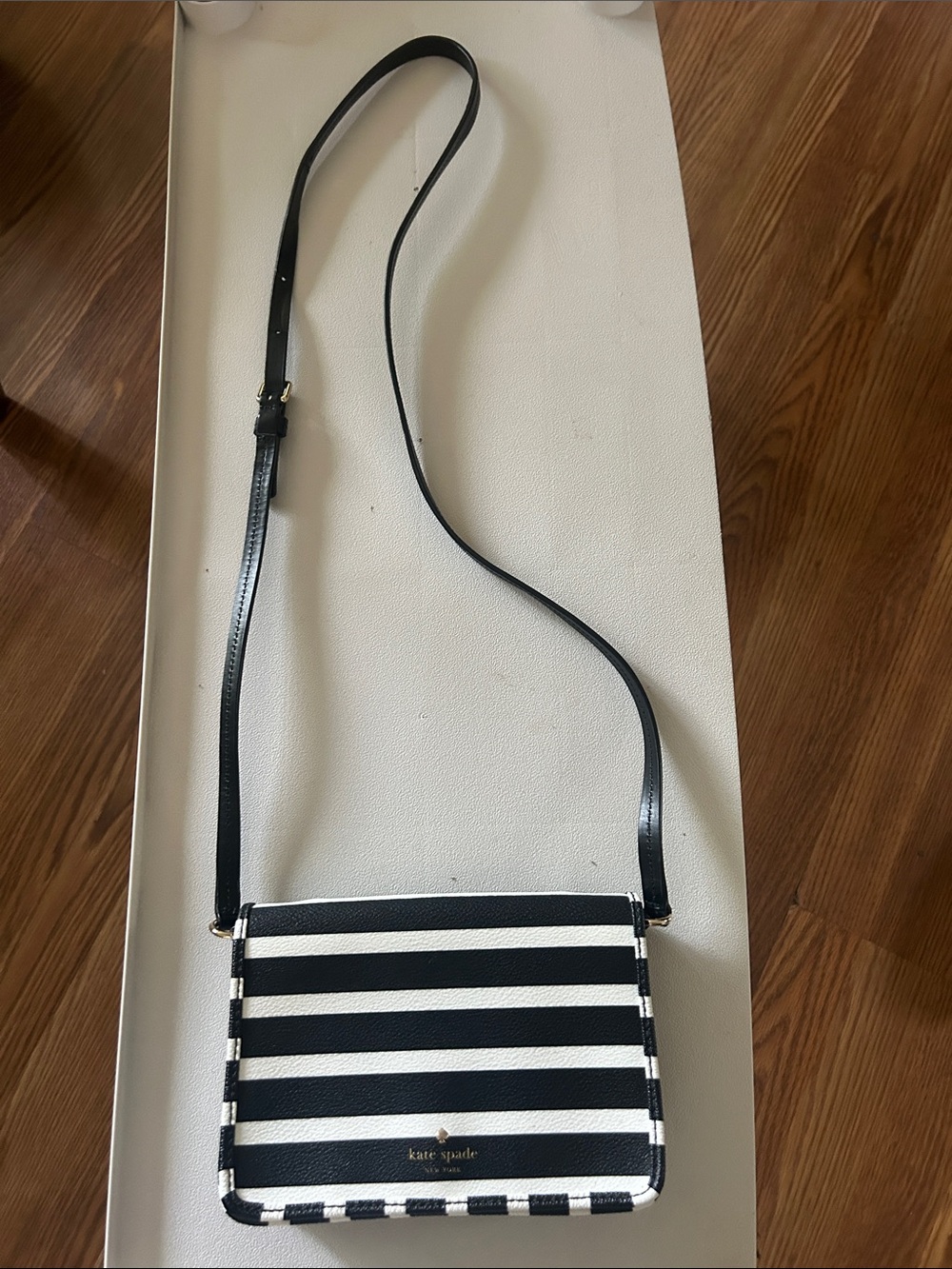 kate spade Black and White Striped Crossbody Bag